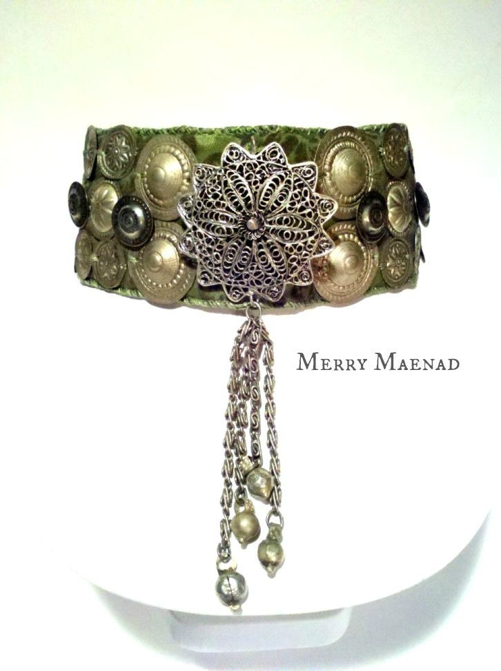 Turkoman amulet choker / headpiece. Tribal fusion belly dance. OOAK Womens ethnic jewelry
