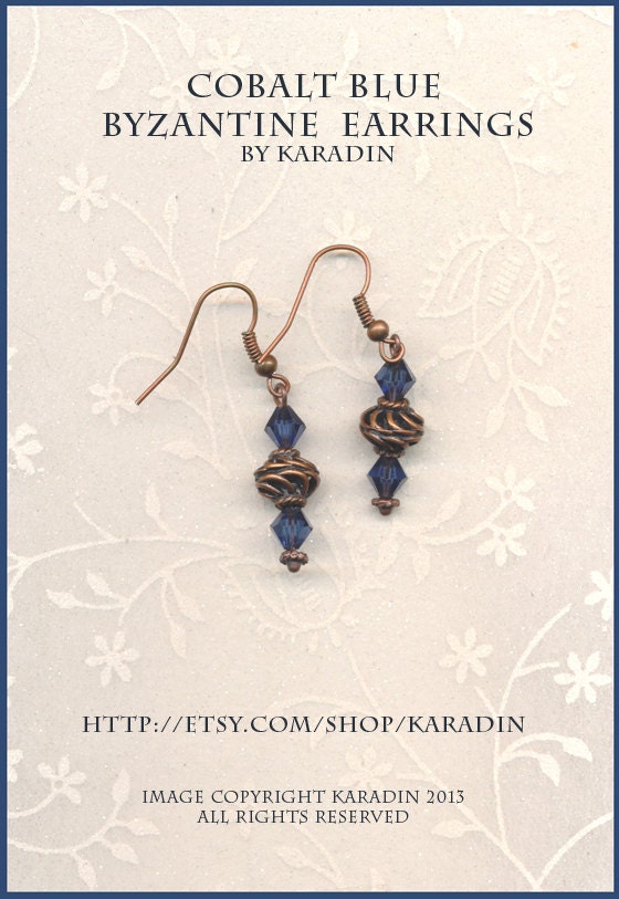 Cobalt Blue Byzantine Earrings
