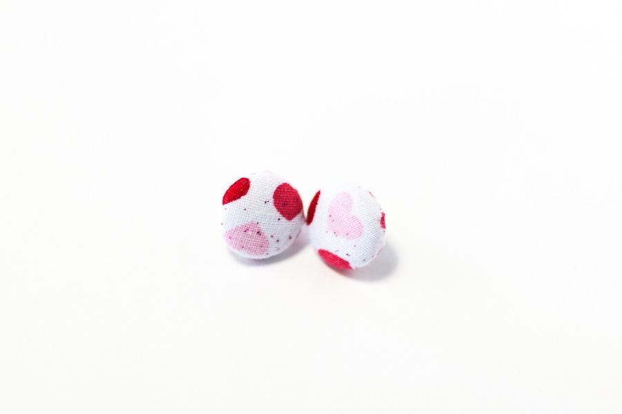 Valentine's Day Fabric Button Earrings-Made to Order