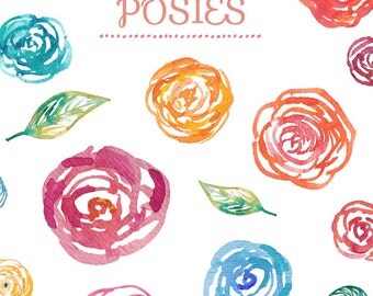 Watercolor Posies- Clip Art
