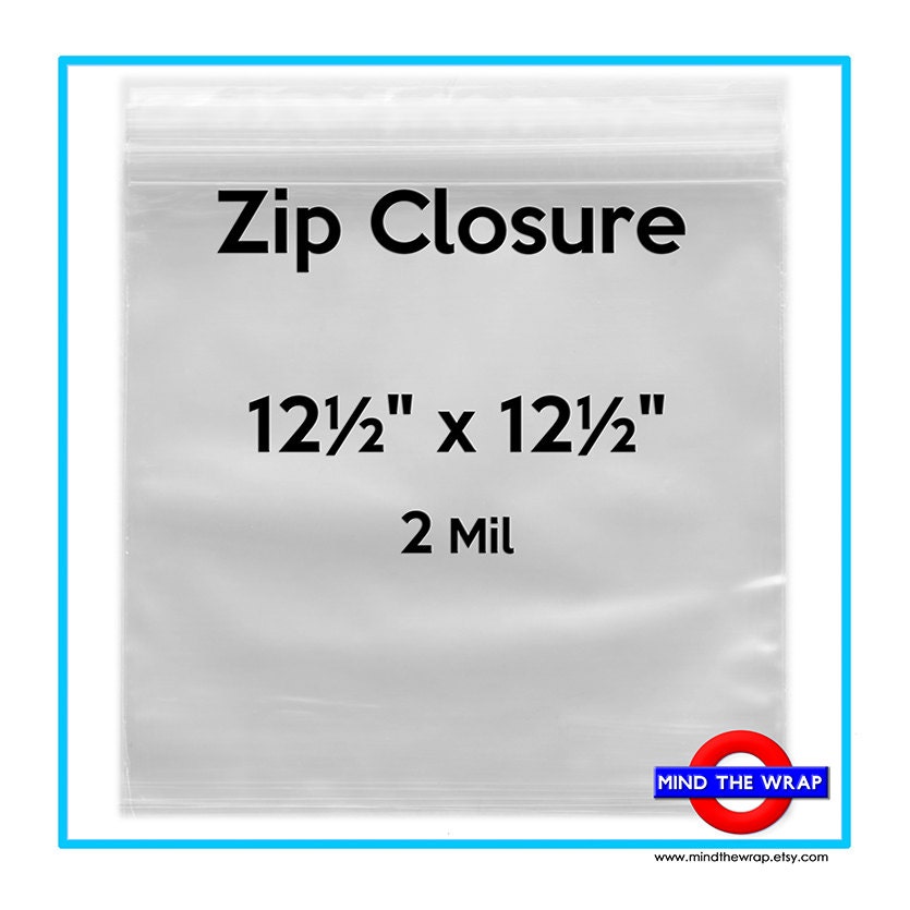 50 - 12.5" x 12.5"  - Crystal Clear Zip Lock Bags  -  2 Mil - Polypropylene Cello Bags for 12x12 Photos & Scrapbook Papers