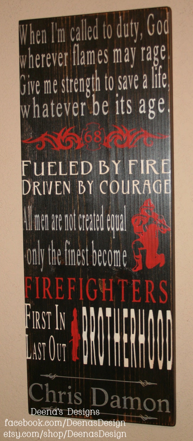 Firefighter Subway Sign, Firefighter Decor, Distressed Wall Decor, Custom Wood Sign, Firefighter, Typography Word Art