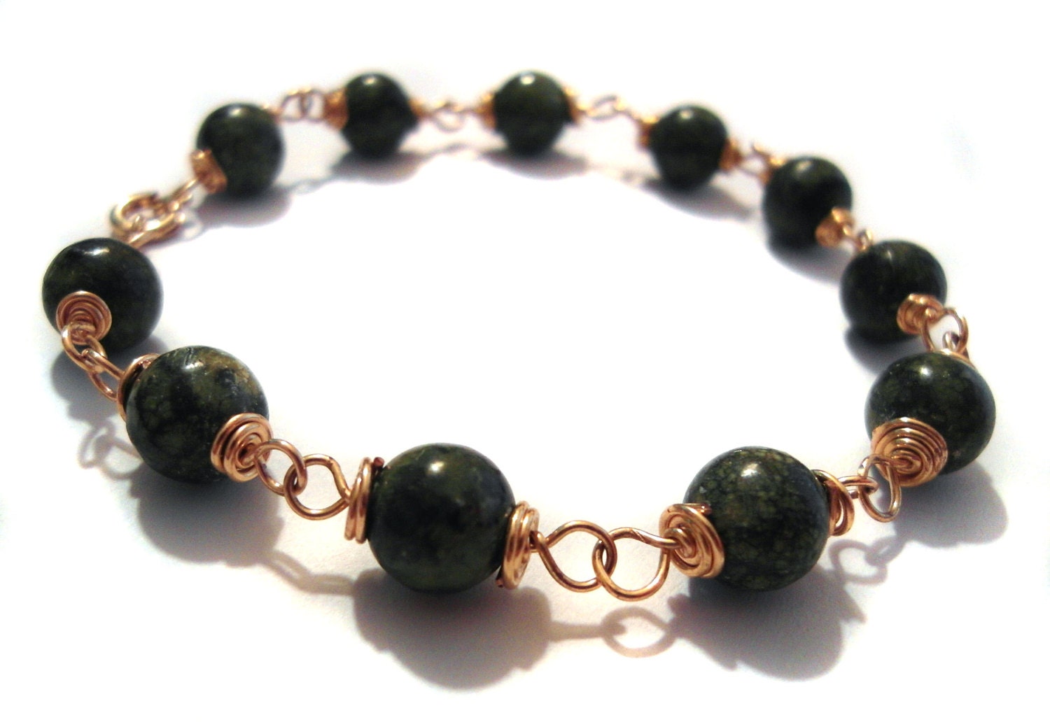 Green Obsidian Bracelet Wrapped with Gold