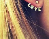 SALE: Dangling 'Love' Dainty Rhinestone & Gold Earrings - Cute Earrings