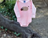 Sheep Pink Girl Onesie - American Apparel100% Cotton Long Sleeve Bodysuit - Girl Baby Toddler