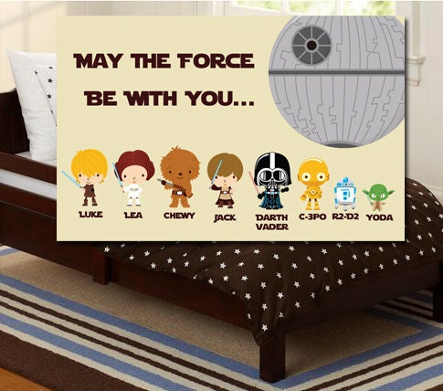 Personalized Star Wars Kids Art- Children's Room Decor - 1 - 11X17 Print With Star Wars Characters And Your Child