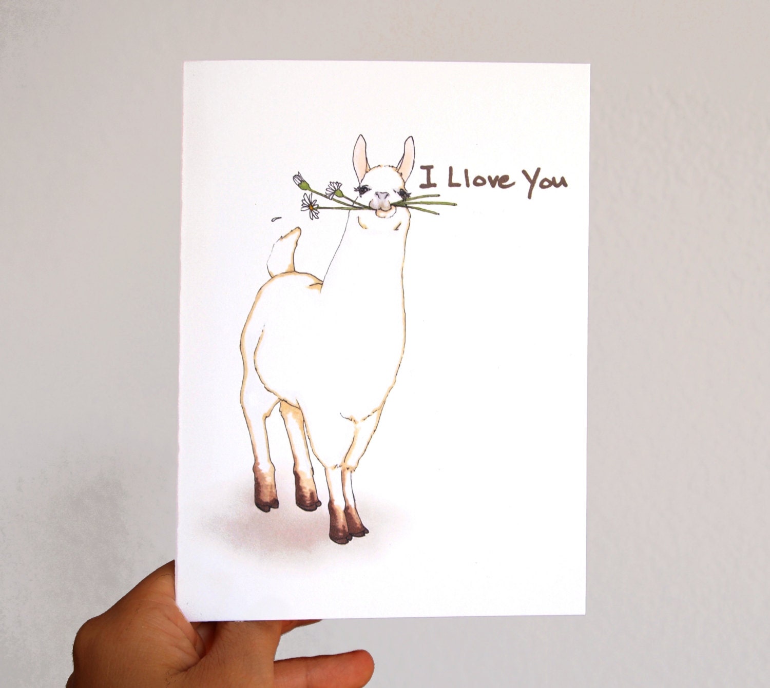 Llama Love Card  Set - childrens card, i love you, funny greeting card, paper handmade greeting card, romantic card
