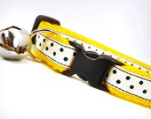 Cat Collar - "I'm A Loner, Dottie" - Yellow w/ Polka Dot Pattern