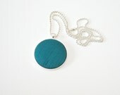 Teal statement necklace, 4th fourth silk wedding anniversary gifts for women, simple modern jewelry for her silk fiber (SF)