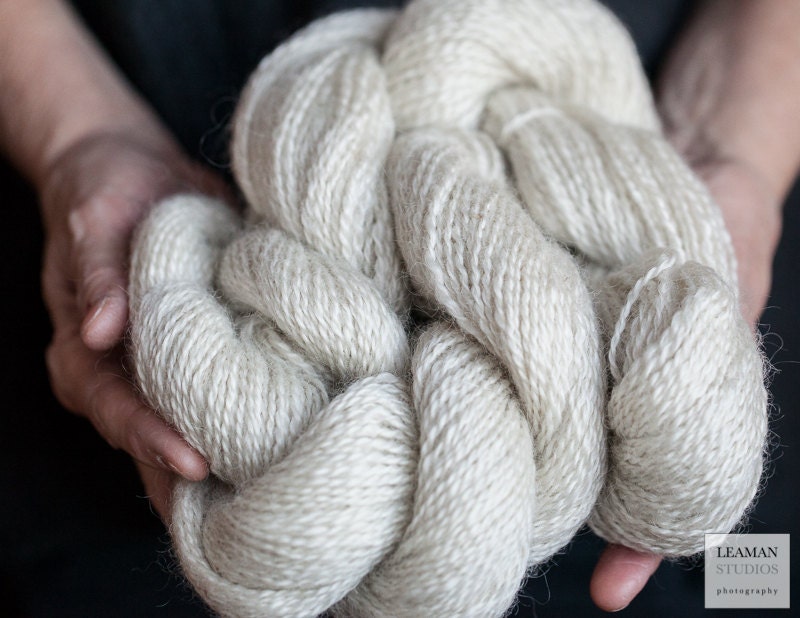 Mill spun Leicester Longwool Natural White Wool Yarn - WildRoseFarmFibers