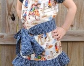 Girls Peasant Dress with Sash, Michael Miller Lil' Cowgirl Fabric, Sizes 18mo, 2t, 3t, 4t, 5t. Made to Order, FREE Hair Accessory