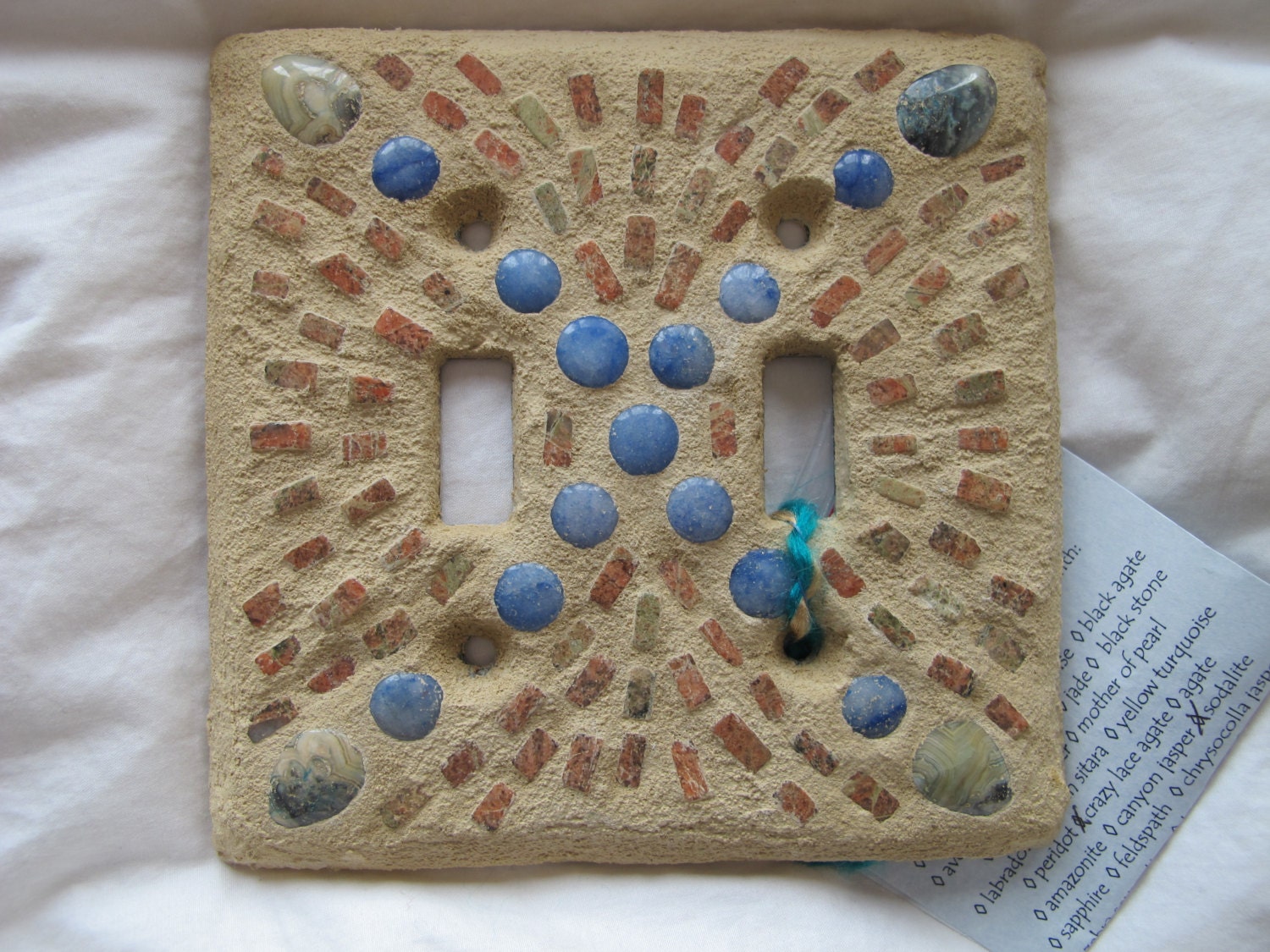 Semi-Precious Stone Mosaic Switch Plate--crazy lace agate, sodalite, unakite
