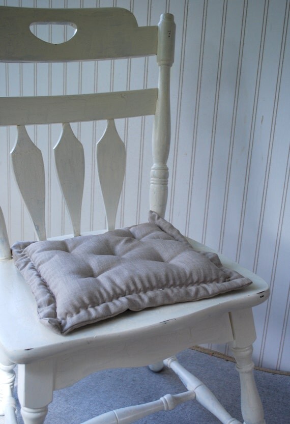 Chair Pad Cushion Natural Linen Hand Stitched by RedCheckMarket