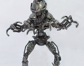 High detailed handmade scrap metal alien (9" tall) with 4 hands