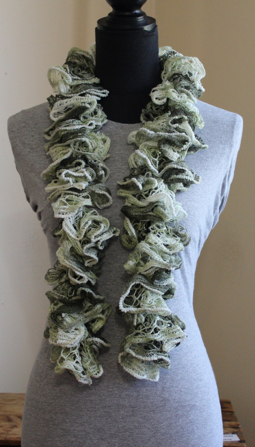 Most Popular Soft- Green & Pearl Art Deco Ruffled scarf