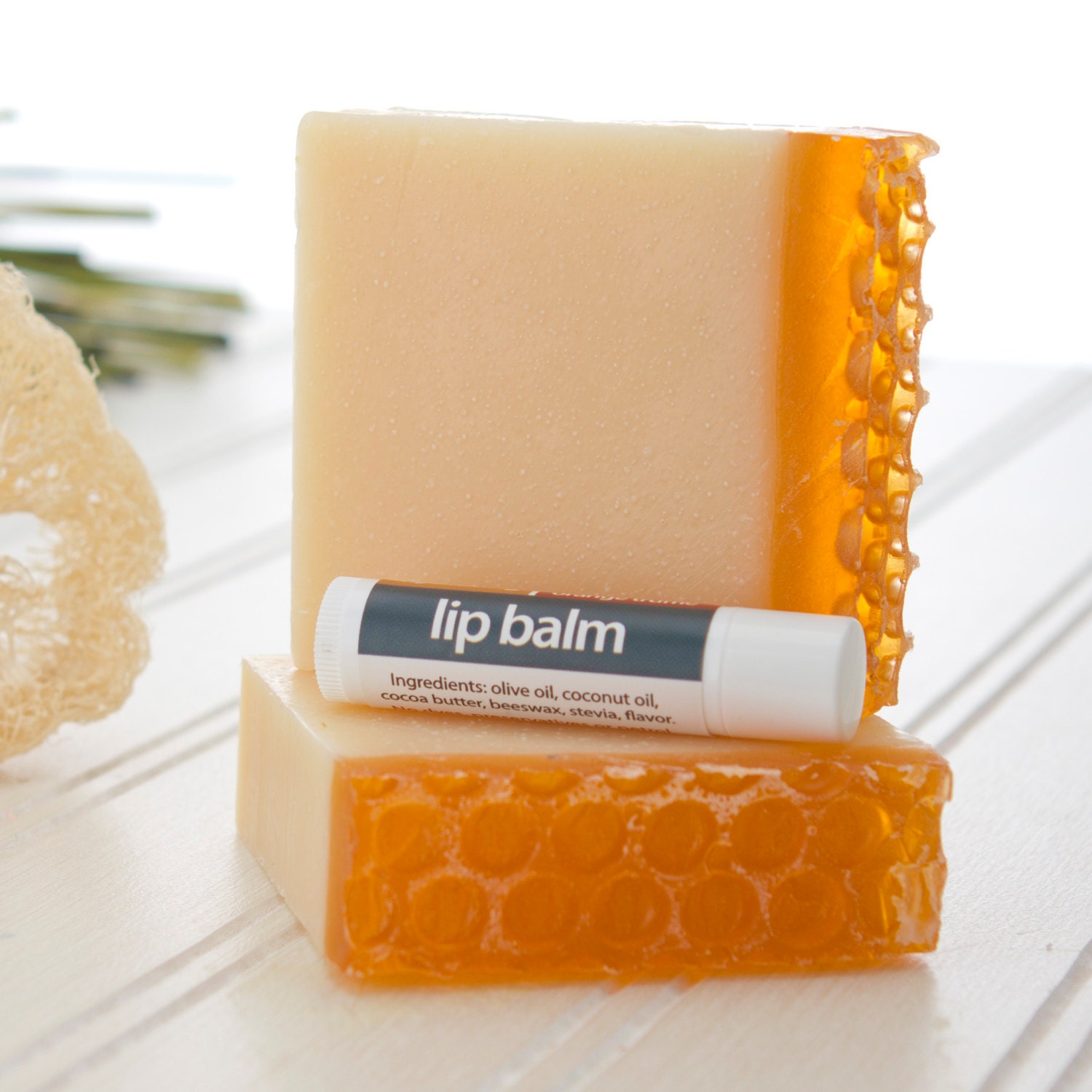 Honey Soap and Lip Balm Gift Set, Honey Lovers Set, Handmade Soap, Honey Scented Soap, Olive Oil Soap, Gifts for Her, Gifts for Him