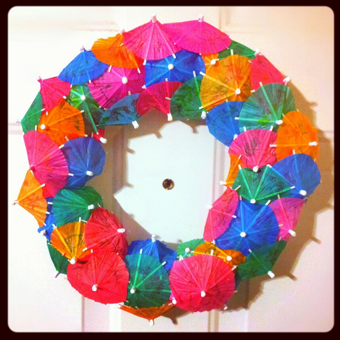 Colorful Paper Umbrella Wreath