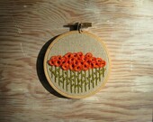 Orange Poppies Hand Embroidered Wall Decoration