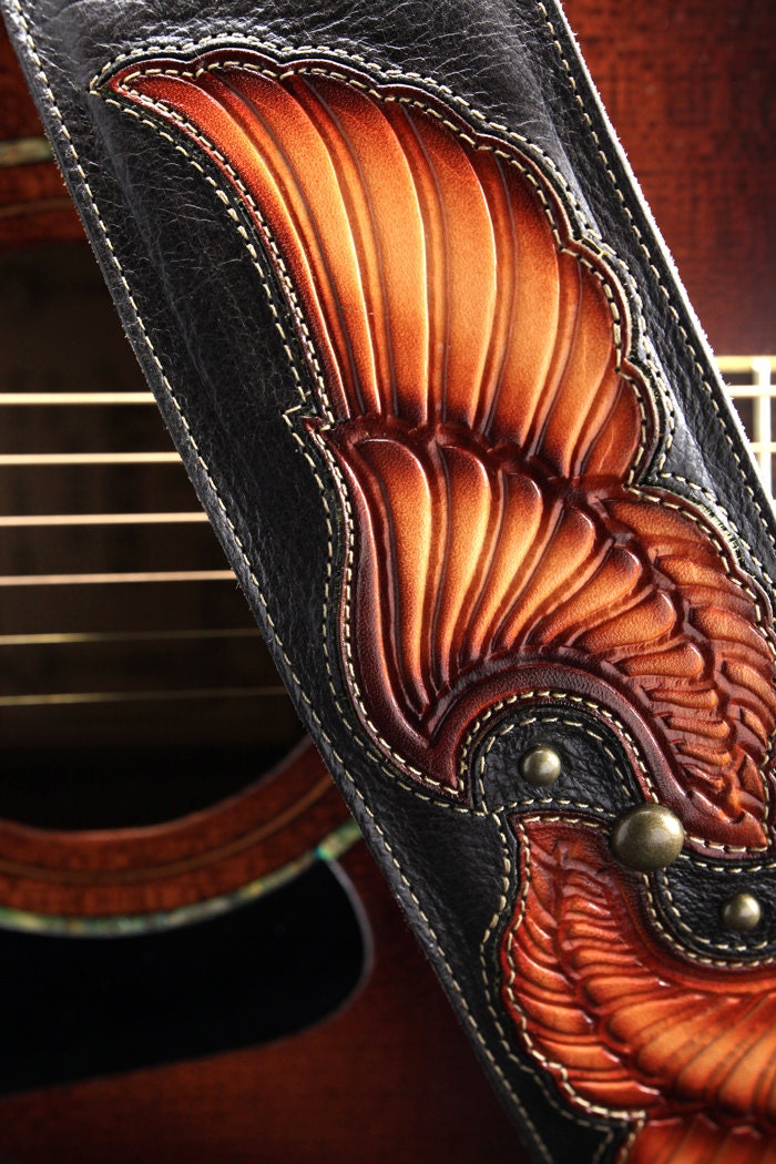 Guitar Strap brown leather guitar strap by EthosCustomBrands