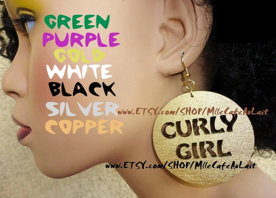 Laser Cut Wood Disc Earrings - CURLY GIRL