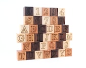 36-piece DELUXE ALPHABET NUMBER block set  - all natural, educational wooden toys for learning letters, numbers, and shapes