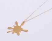 Gold Ink Splotch Necklace, Golden Stain necklace, Rorschach Test, Abstraction inspired- Ready to Ship