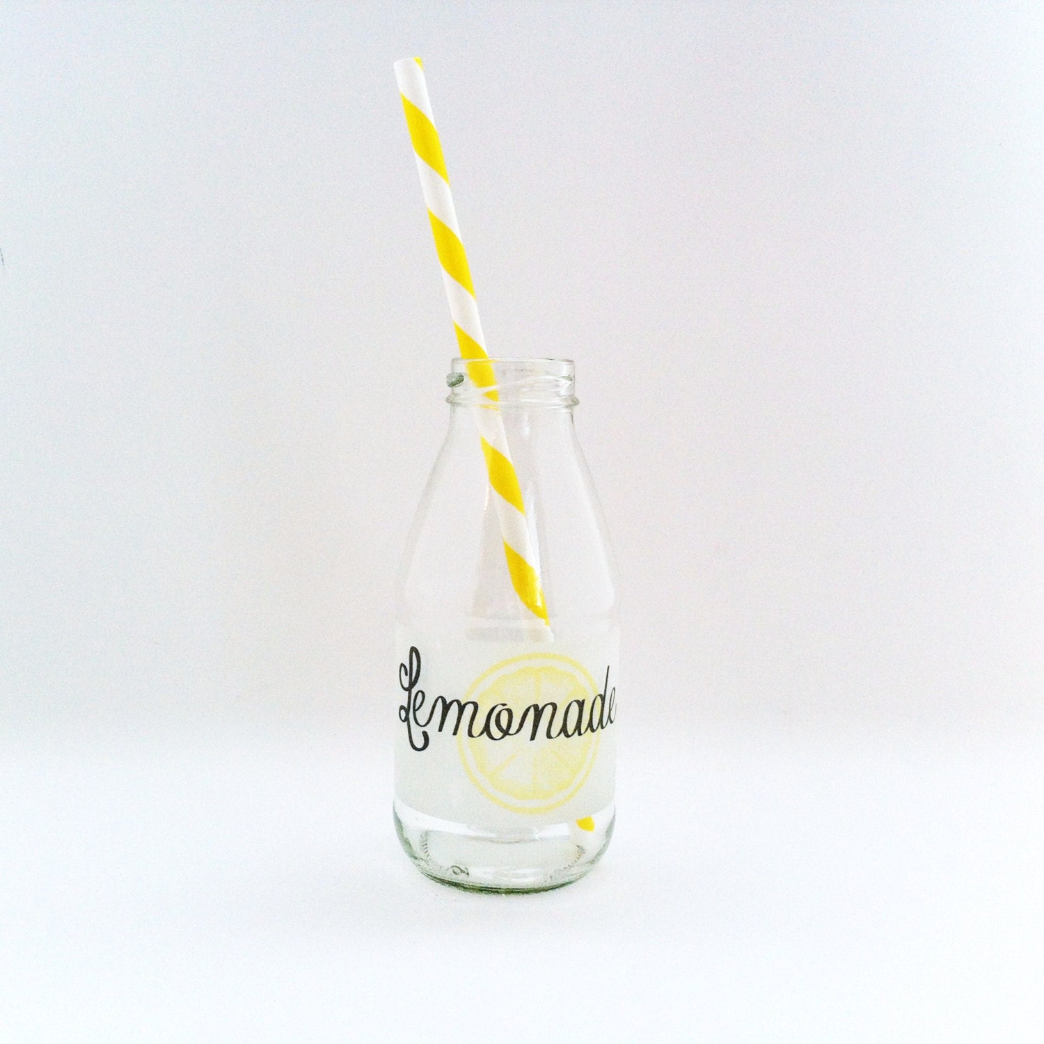 Retro Juice Bottle with Lemonade Labels and Straws - 2 - TheSparrowHandmade