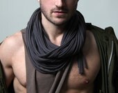 Burning Man Dark Grey Circle Scarf - Infinity Scarf - Large - Womens Mens Necklace Fabric Jewelry Summer Scarves Unique  Christmasinjuly CIJ