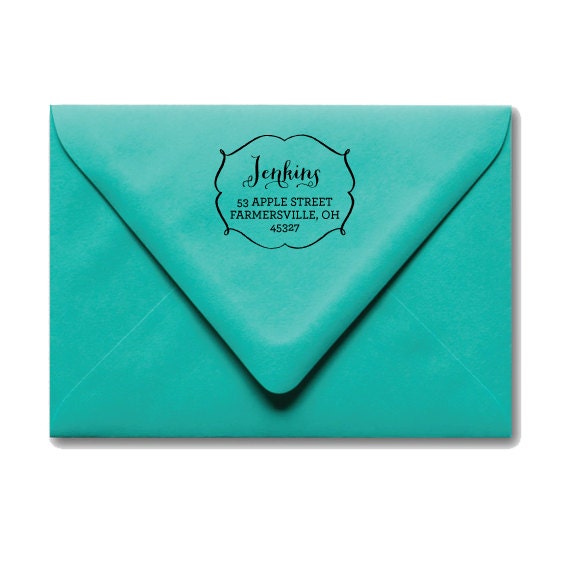Return Address Stamp - Personalized 2" x 2" Calligraphy  - Wood Handle - Wedding - Housewarming Gift