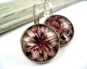 Real flower earrings LILAC - dried flowers under real glass in silver settings with french clips - spring jewelry for her