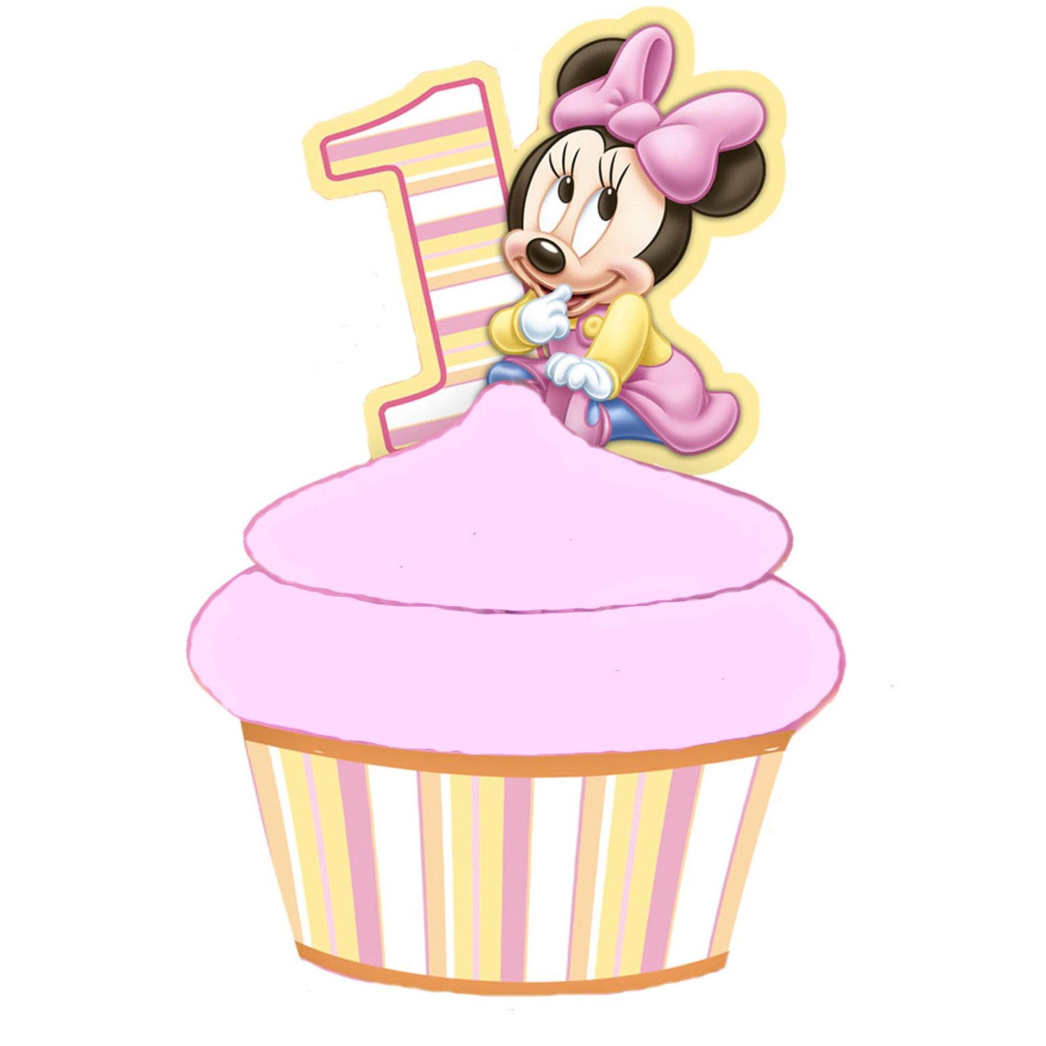 77125 Disney Baby Minnie Mouse 1st Birthday Party Edible Cake Toppers Cupcakes Decoration Favor
