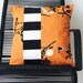 Pillow Cover - Black and White Stripes - Japanese Style Orange with Birds - Patchwork