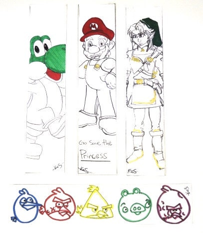 You Choose: Yoshi , Link , Mario , Angry Birds Gaming Personalized Bookmarks Laminated