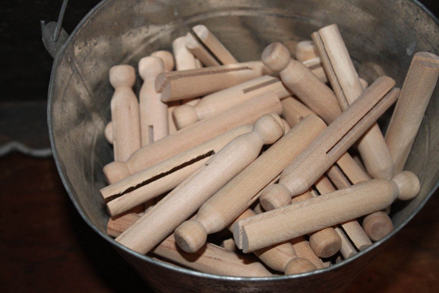 Round Top Clothespins Natural Wood 3 3/4" Set of 12 Il_570xn