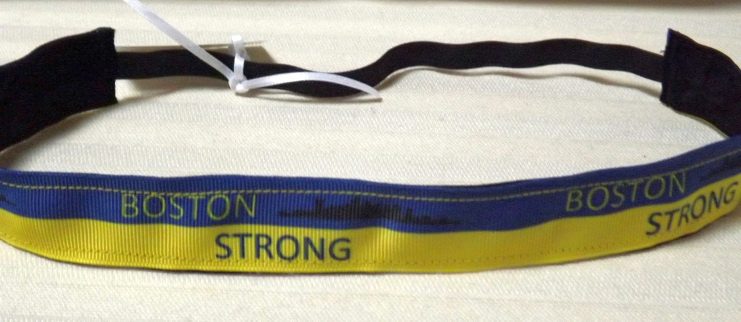 BOSTON STRONG HEADBAND - Non slip running 5k 10k Headband - Boston road race headband - Non slip running headband Il_170x135