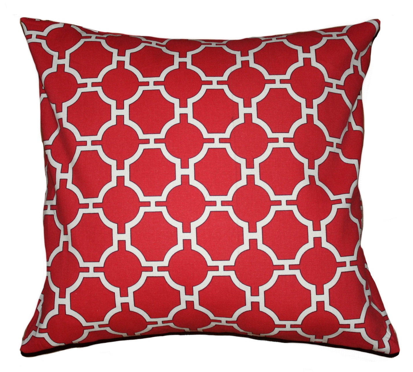 Red Pillow Cover Geometric Pattern   20" x 20" - Crackerbox