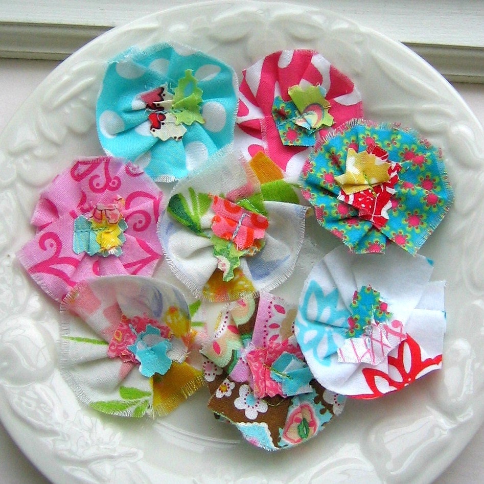 Flower Embellishments Fabric Flowers Fabric by tracyBdesigns