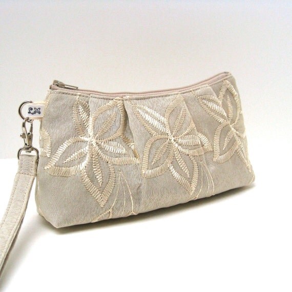 Clutch Purse Rectangular Wristlet Wedding Clutch by LMcreation
