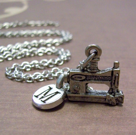 Personalized Sewing Machine Charm Necklace by FiftyEighteen
