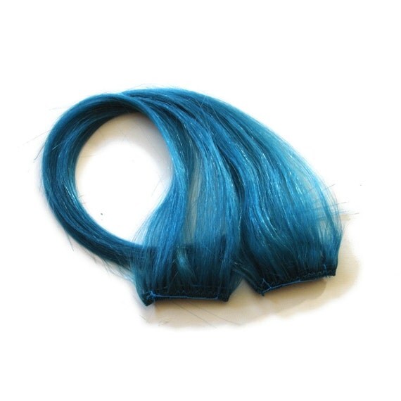 Turquoise ClipIn Hair Extensions bright blue aqua by IKickShins