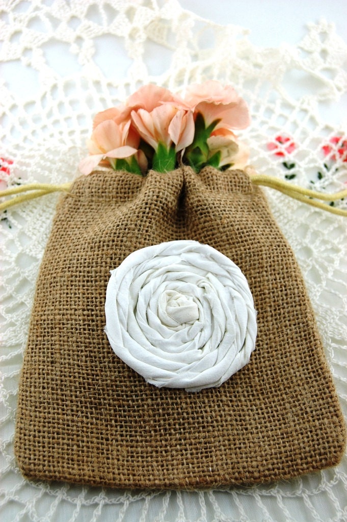 Burlap Rose Collection Floral Fancy Burlap Drawstring Bag Il_170x135