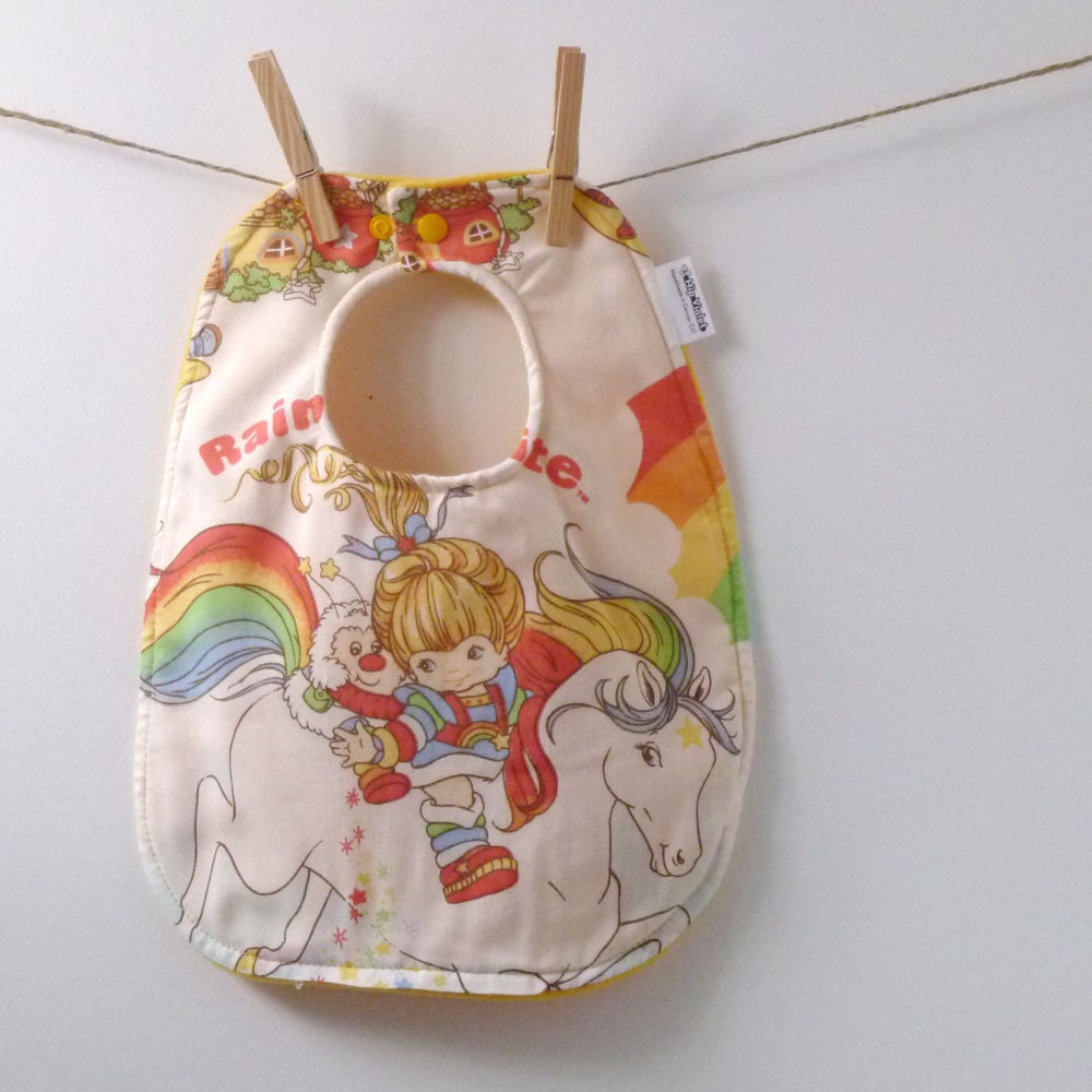 Baby Bib from Vintage Rainbow Brite Sheets - 80's Baby Gift