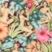 Three (3) Yards - Mirage on Garnet Red Nudes Pin Up Fabric by Alexander Henry
