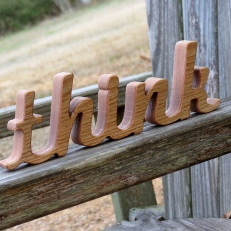 wood think sign shelf sitter word art by manwood on Etsy