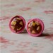 Handmade Miniature Faux Food Earrings - Pretty Pancakes on Petite Pink Plates