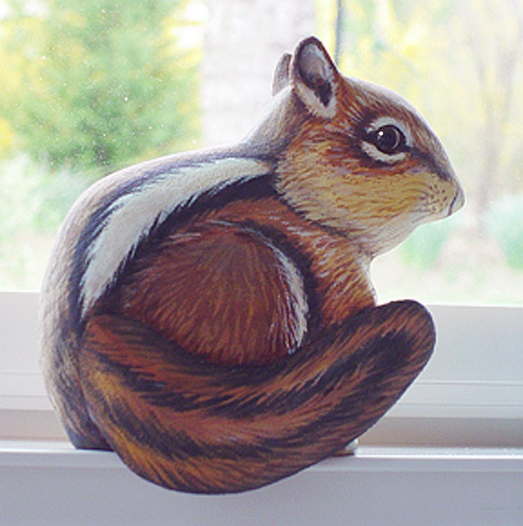 CHIPMUNK - Hand Carved - Hand Painted - WILDLIFE Art - Door Topper or Window Sill Sitter - Woodland Animal - by Will Kay Studios on Etsy