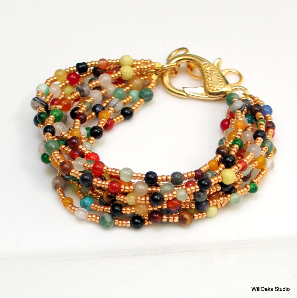 Rich Tapestry Statement Bracelet Bright Gold and by WillOaksStudio