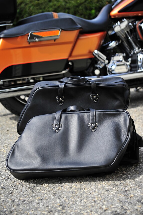 Harley Saddlebag Liners handmade of by stevebleatherworks on Etsy