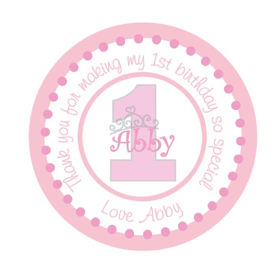 Personalized Princess Stickers, tiara, Pink,Children, Kids, Party, Favor stickers, Seals, Labels, Personalized Party Stickers Set of 24 Il_570xn
