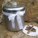 Vintage - Blue Magic Knob - Stainless Steel Krispy Kan Canister - Repurpose Planter - Rustic Industrial Cottage CHIC